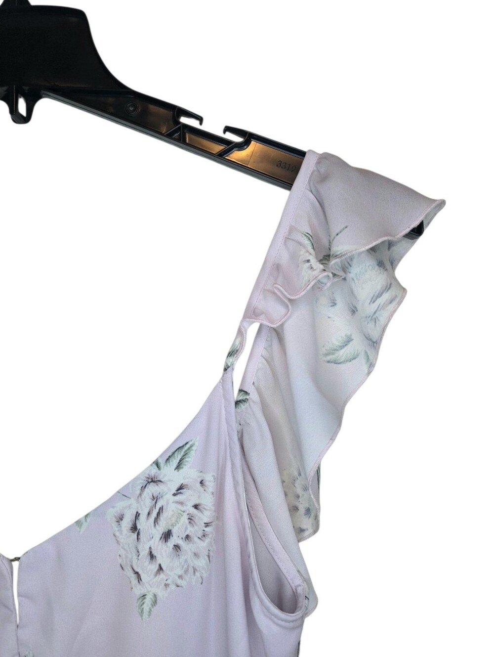 Show Me Your Mumu Lilac Floral Ruffle Strap Mini Dress, Small - Picture 4 of 8